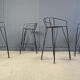 Tabourets de bar vintage en fer forgé et rotin, ensemble de 4 - années 1970