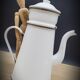 White enamelled teapot coffee maker