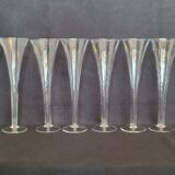 8 old champagne flutes evased blown glass model impossible