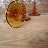 8 Luminarc "Antique" amber-stemmed white wine glasses