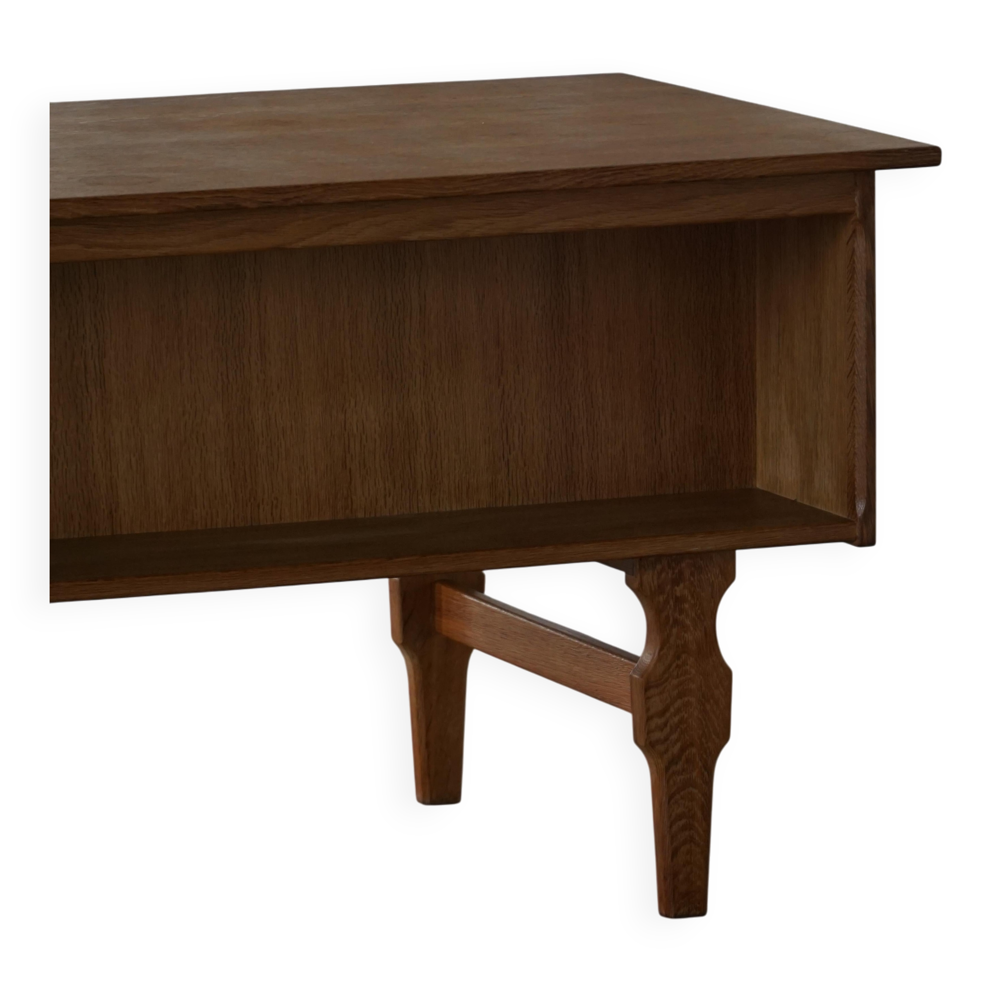 Free-standing oak desk, Mid-century modern Danish, Henning Kjærnulf, 1950s