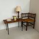 Table basse vintage bois, laiton, métal