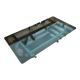 70s design coffee table in rectangular glass with chrome legs.