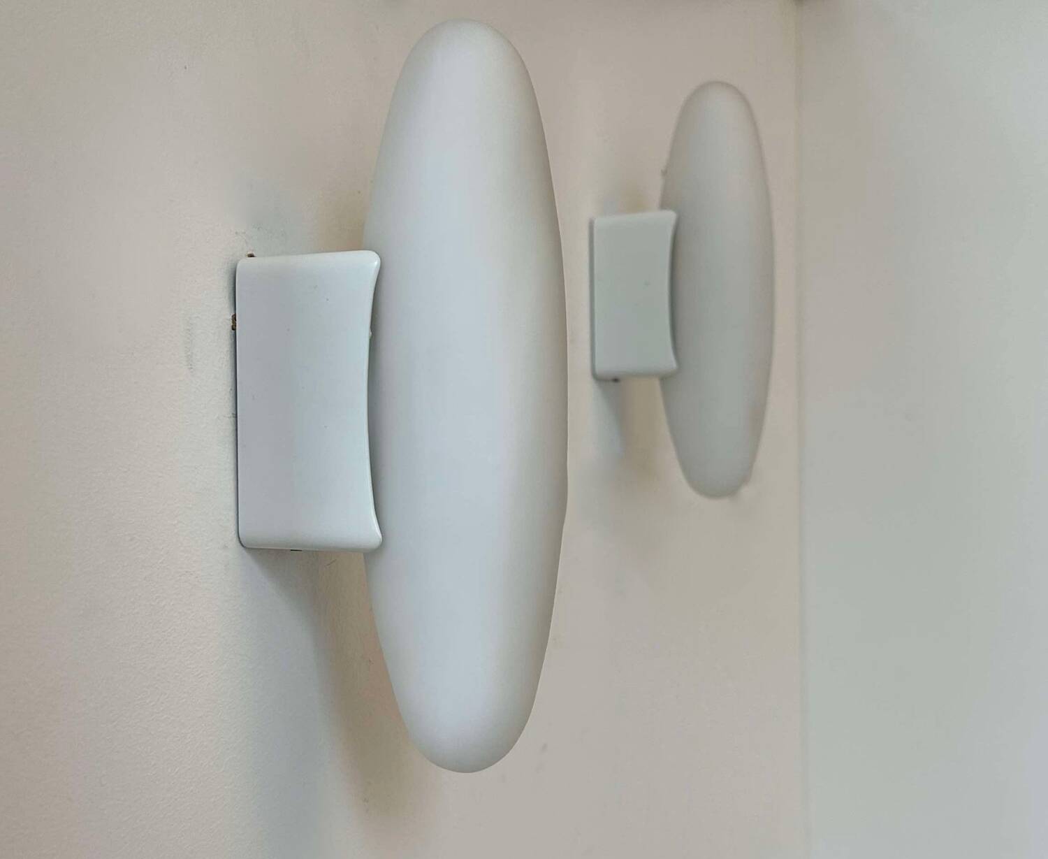Pair of vintage opaline wall lights, France 1980