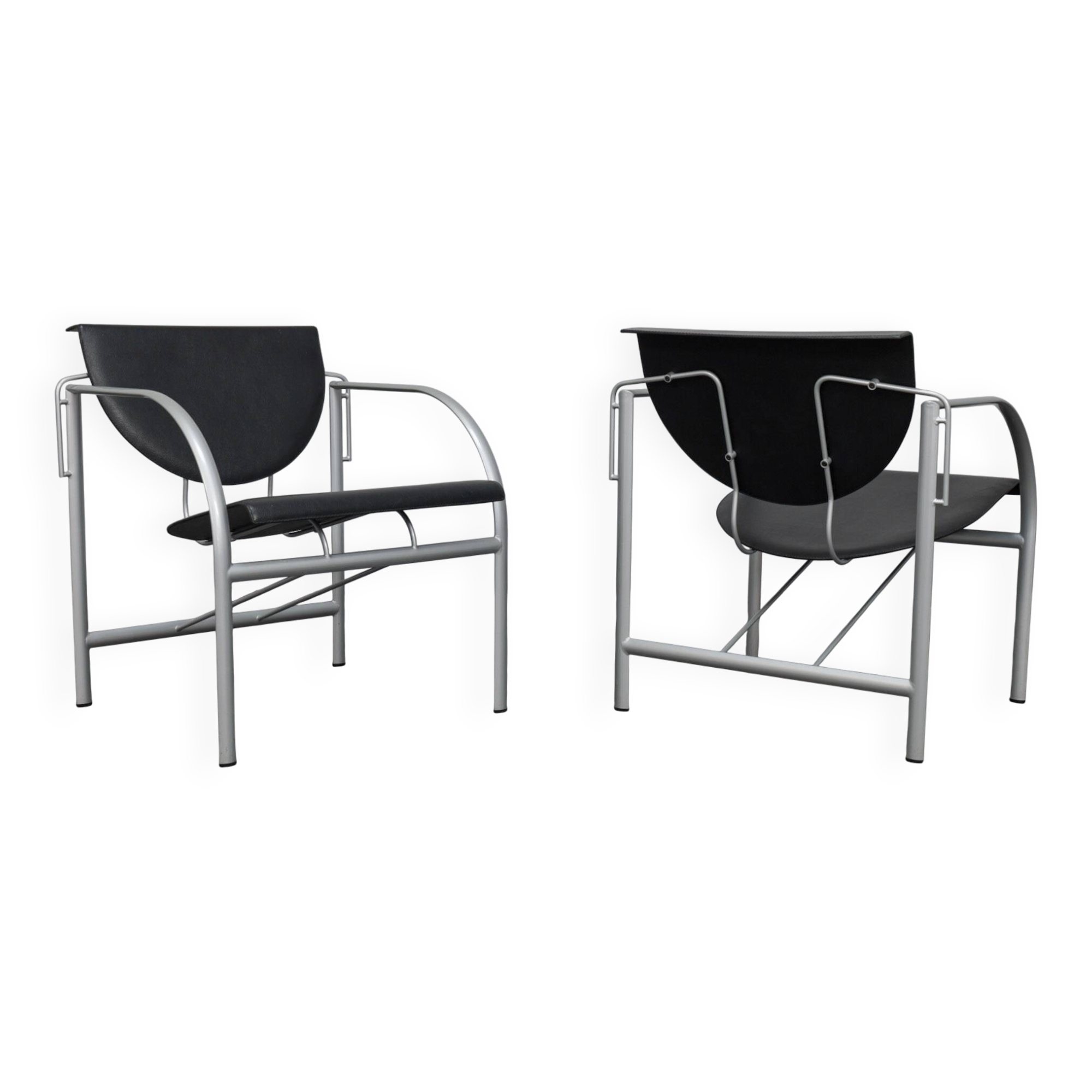 Pair of Kokatu leather lounge chairs by M.A. Cigan for Akaba, Spain, 1980s