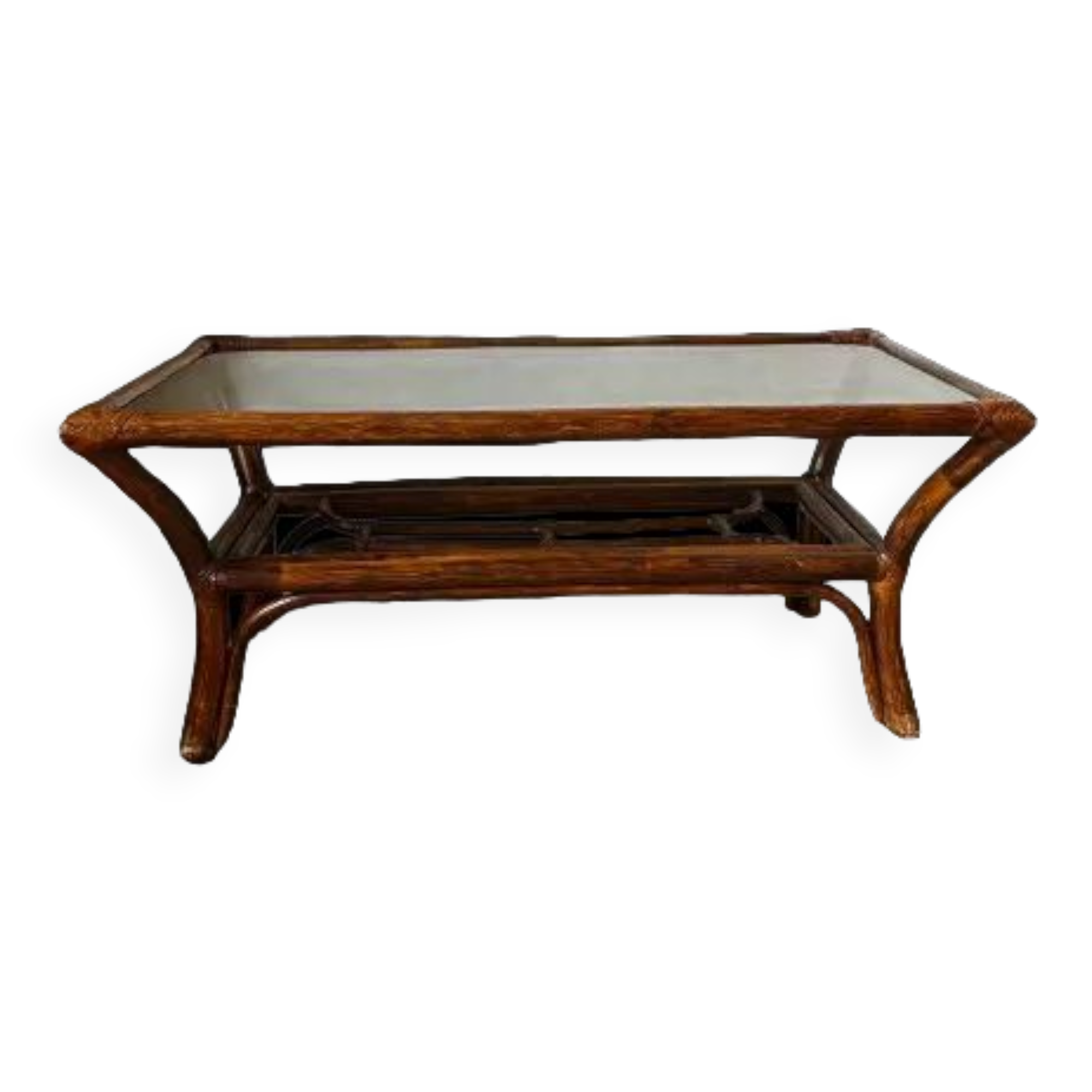 Rattan coffee table and smoked glass