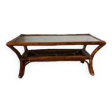 Rattan coffee table and smoked glass