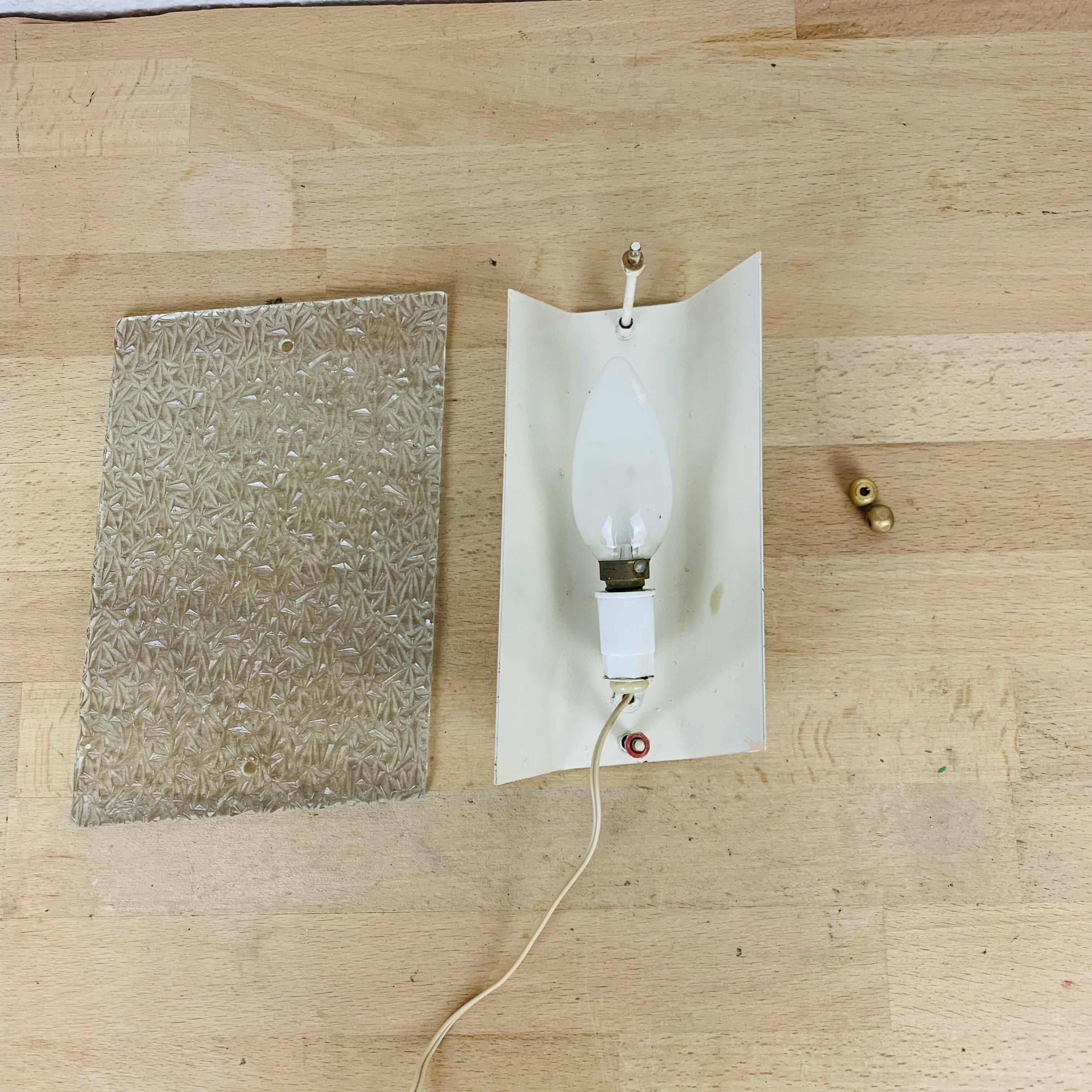 Vintage 50s chiseled glass wall light