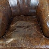 Set of 2 sturdy design armchairs made of cowhide with a beautiful deep color