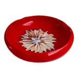 red ceramic ashtray signed Vallauris design 70s