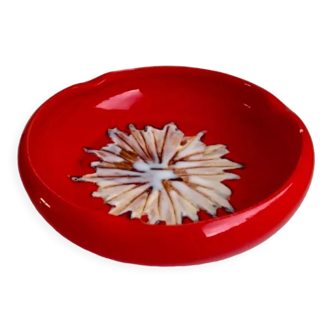 red ceramic ashtray signed Vallauris design 70s