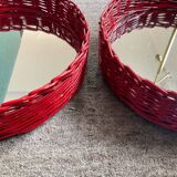Pair of vintage rattan trays from the 1970s