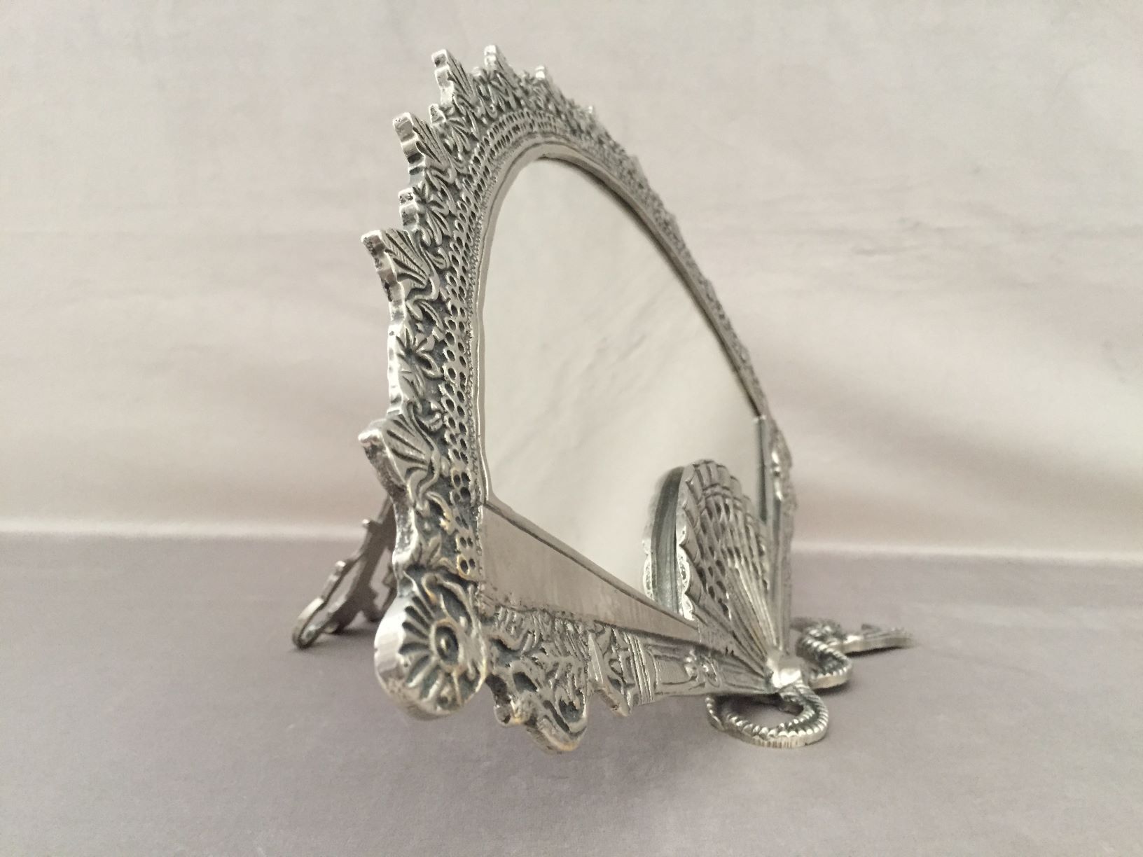 Baroque mirror fan in the Louis XV style, silver bronze Napoleon III