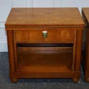 White Genesis Biedermeier Style Bedside Tables by American Hickory, Set of 2