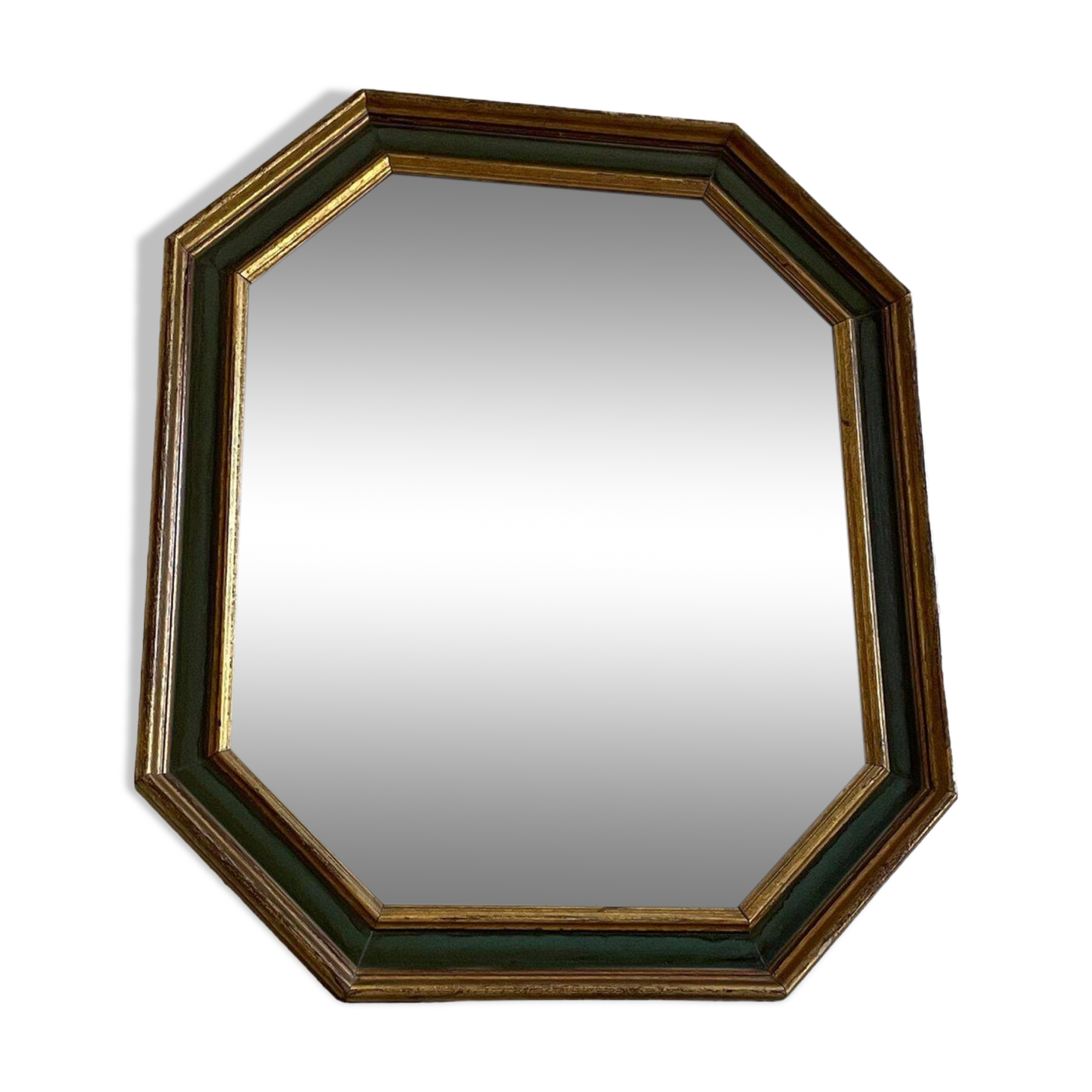 Gold and green wood frame mirror