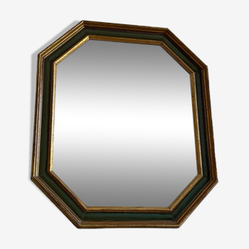 Miroir cadre bois doré et vert