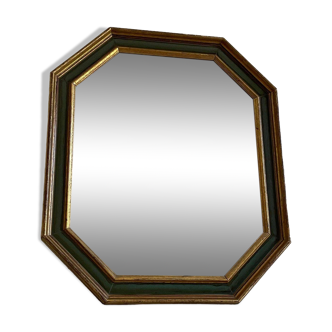 Miroir cadre bois doré et vert