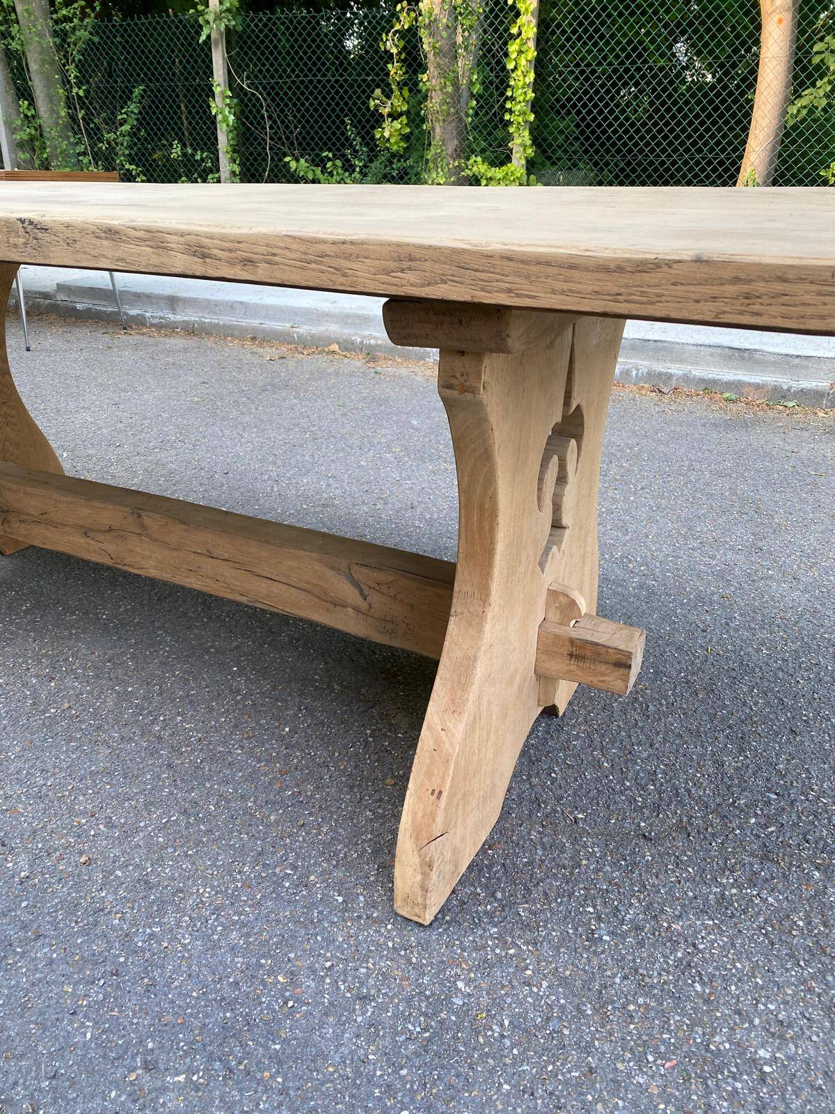 Renovated monastery farmhouse table in solid 18th century wood 200cm