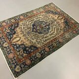 Distressed Turkish Rug 179x120 cm wool Vintage shabby Chic Tribal Blue, Beige