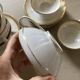 Tasses à thé chocolat porcelaine vintage Limoges jaune pastel or