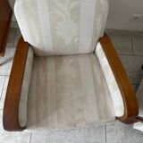 Pair of art deco armchairs in wood and floral fabric