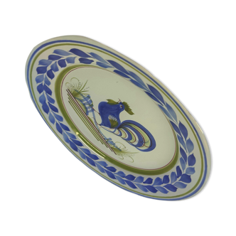 Assiette plate ancienne Hb Henriot Quimper faïence oiseau céramique française, XXe