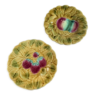 Paire d'assiettes à dessert barbotine