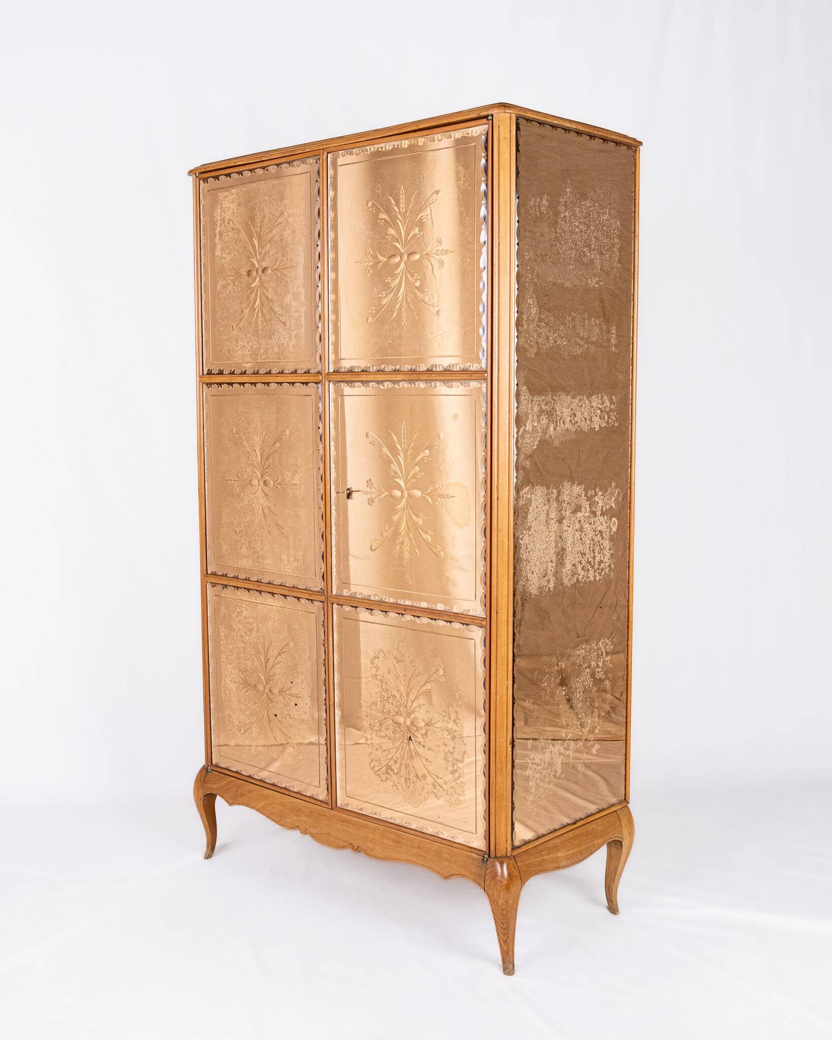 Art Deco wardrobe or cabinet with mirrors, France, 1920-1930s
