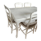 Table de salle à manger et 6 chaises en chêne cérusé