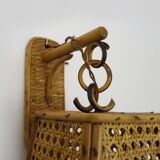 Rattan and cane lantern wall light. 1950s-1960s