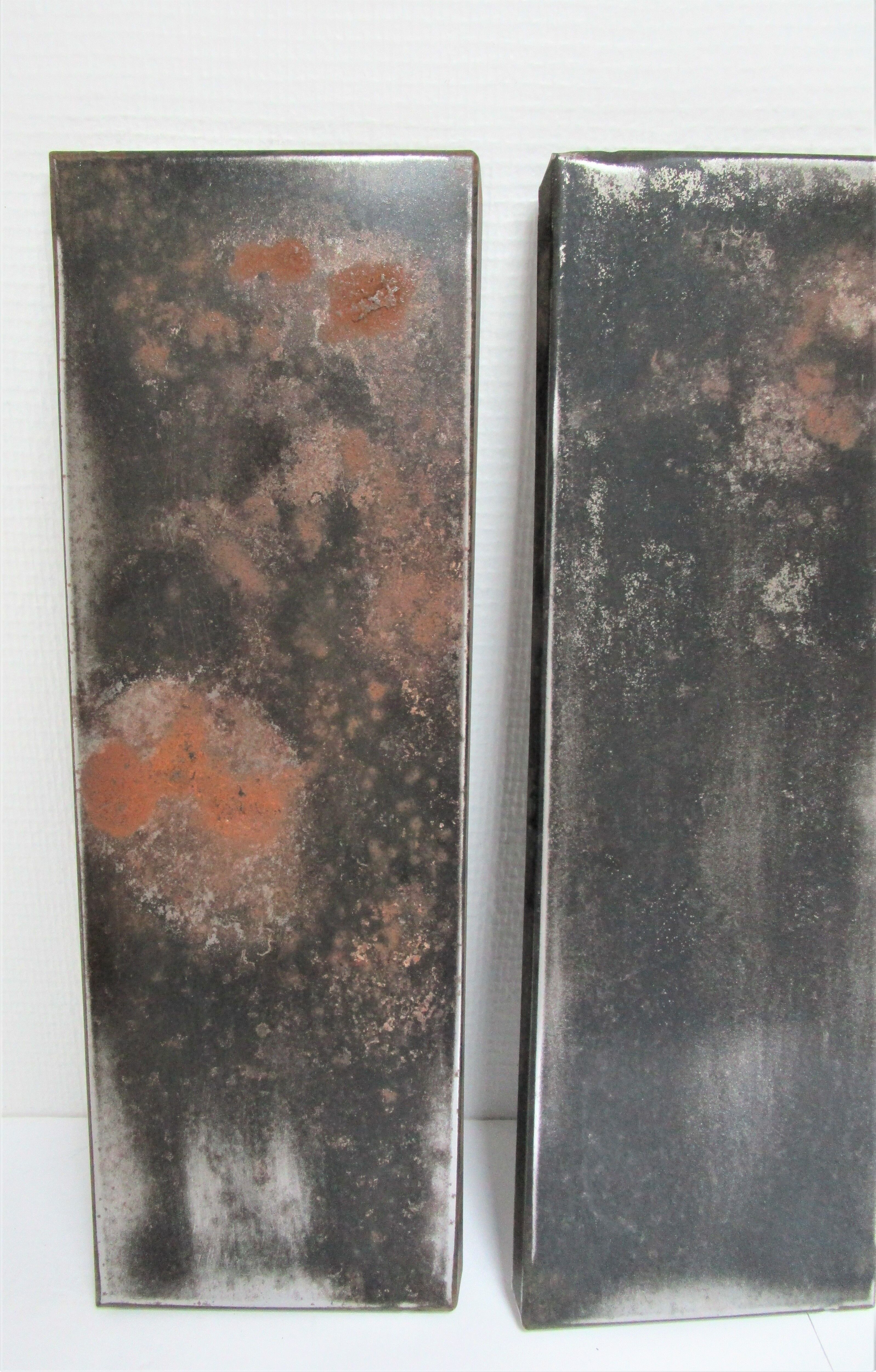 Wall shelf black metal weathered metal