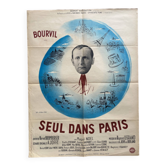 Affiche cinéma originale "Seul dans Paris" Bourvil 60x80cm 1951