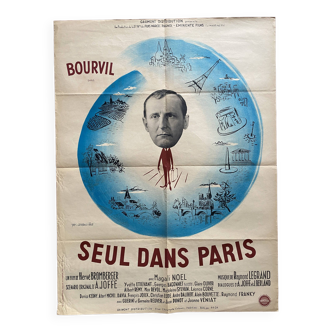 Original cinema poster "Alone in Paris" Bourvil 60x80cm 1951