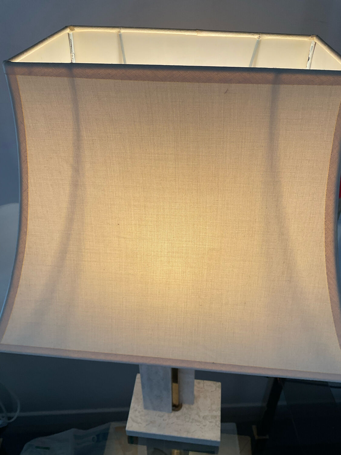 Travertine and brass lamp from the 70s