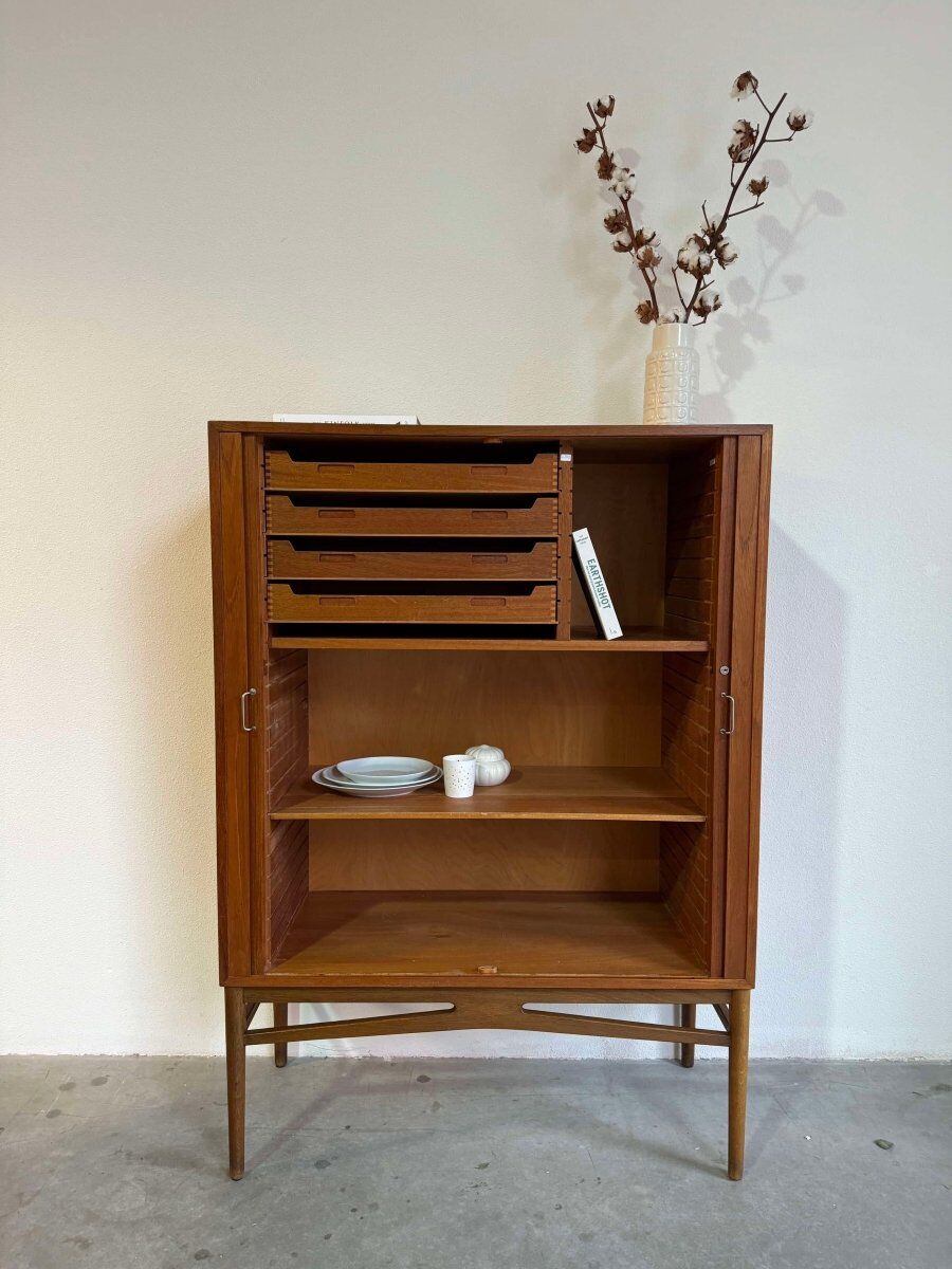 Armoire à tambour vintage en teck