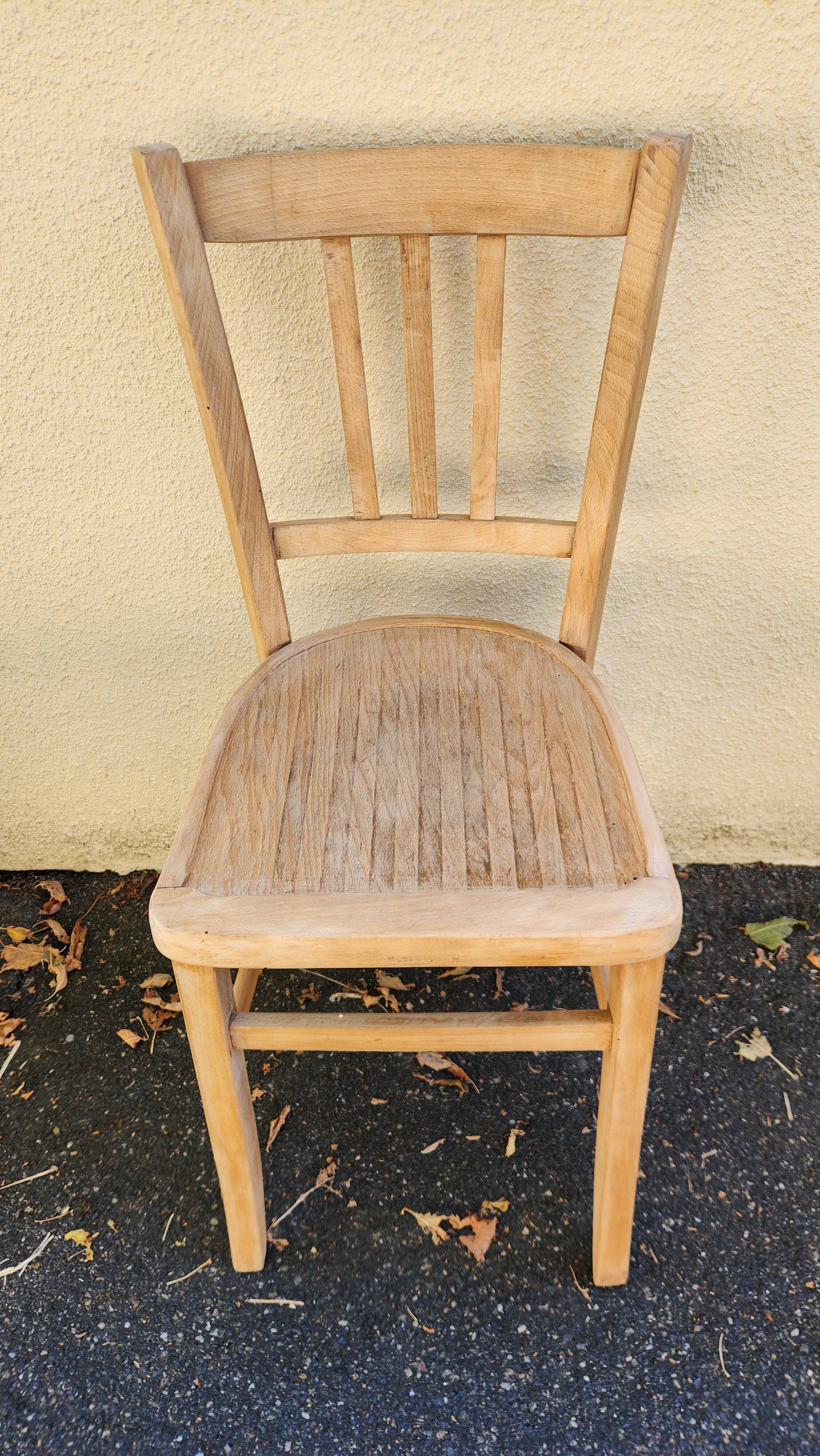 Set of 4 vintage bistro chairs, sanded, 1940/50