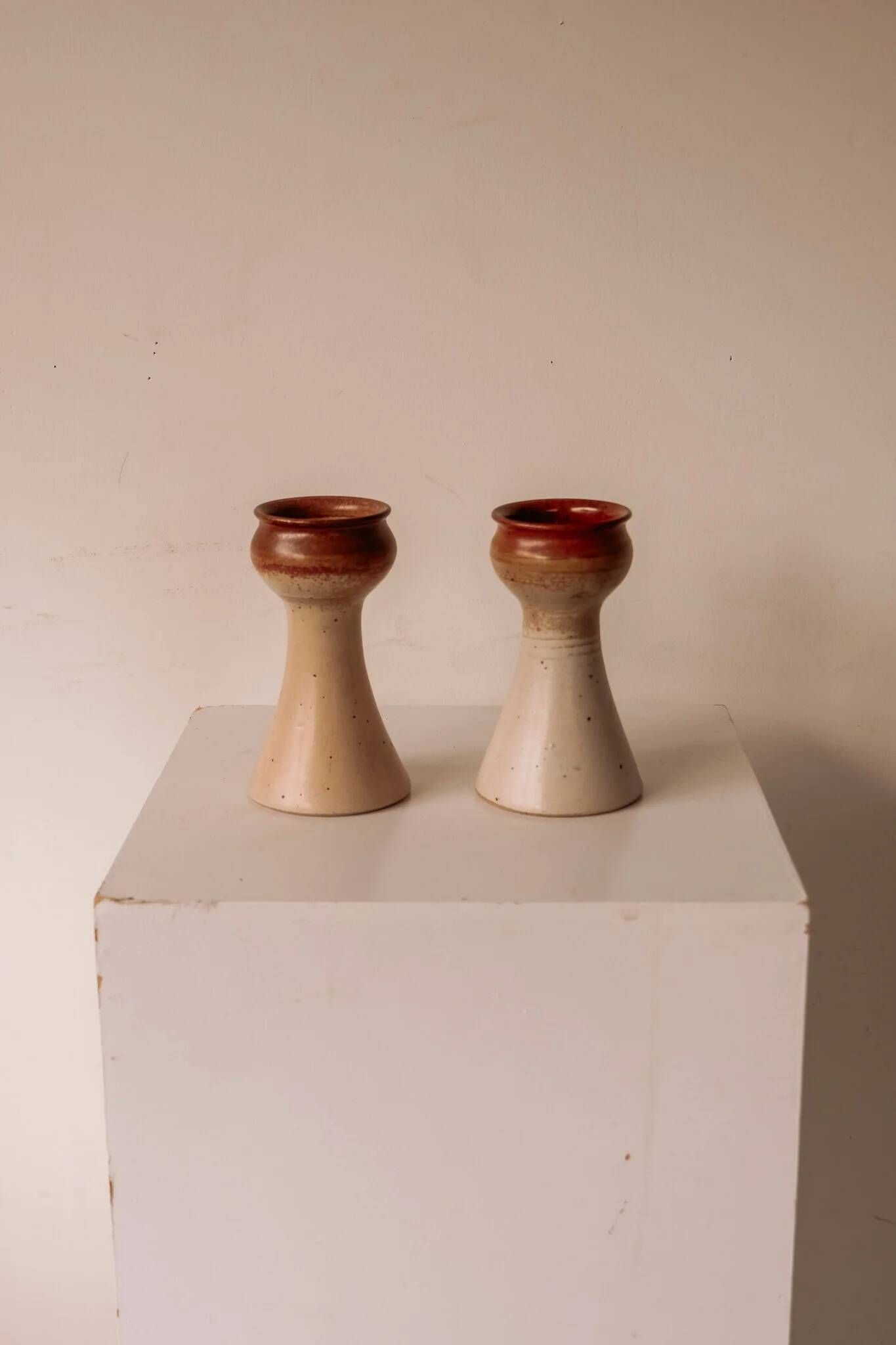 Pair of ceramic candle holders by Gunni Nordstrøm, Denmark, 1960s.