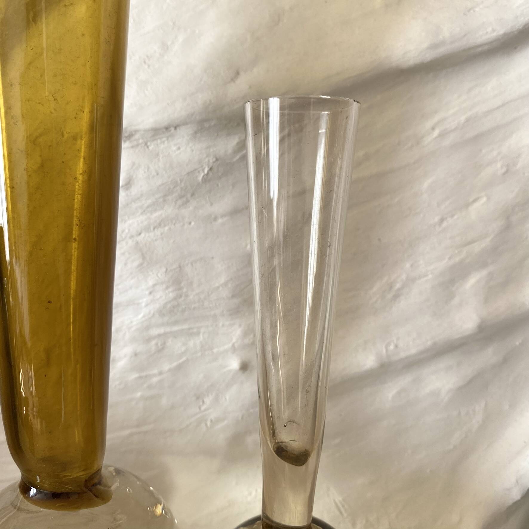 Soliflores vintage en verre bullé teinté