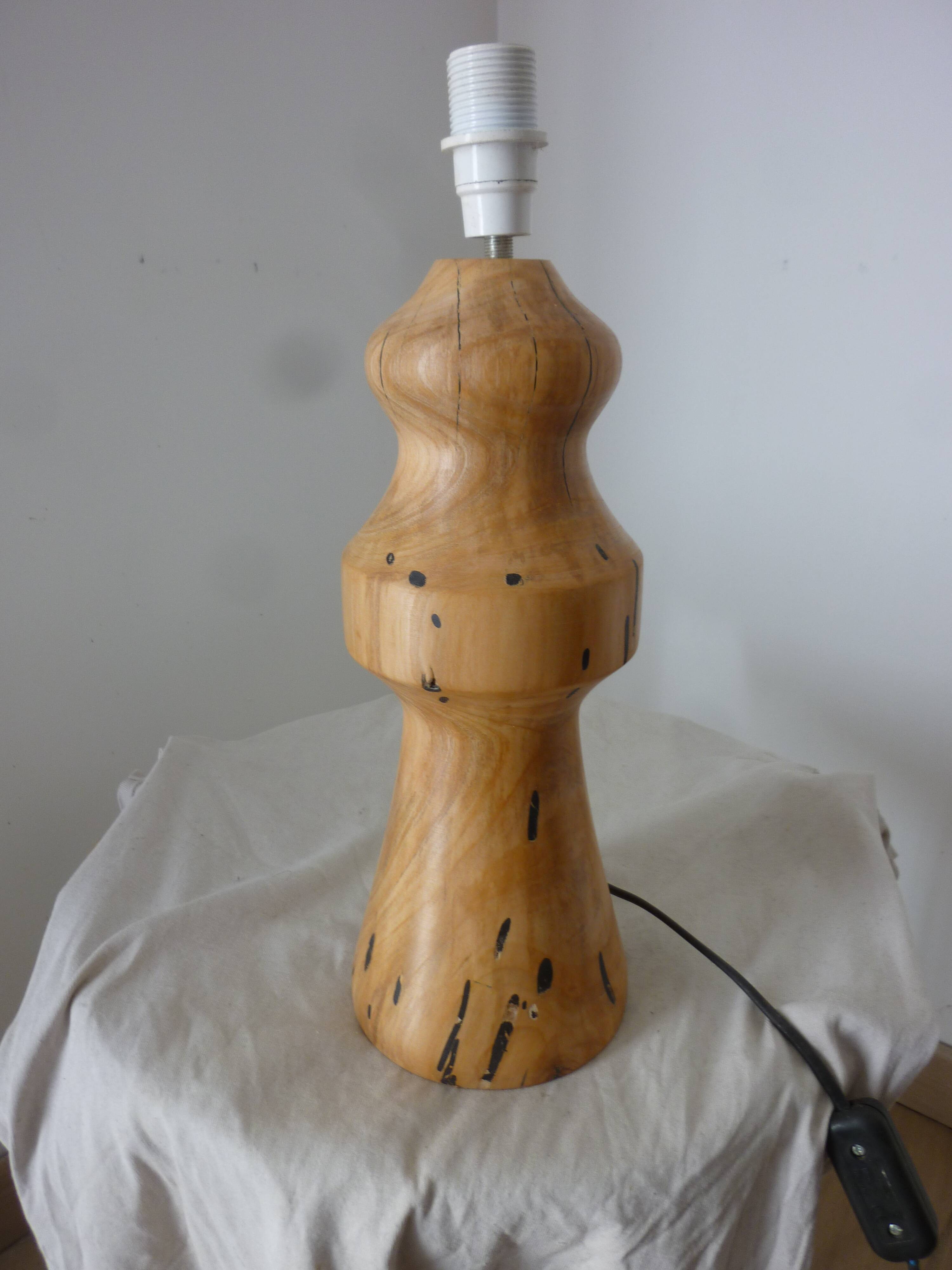 turned wood lamp