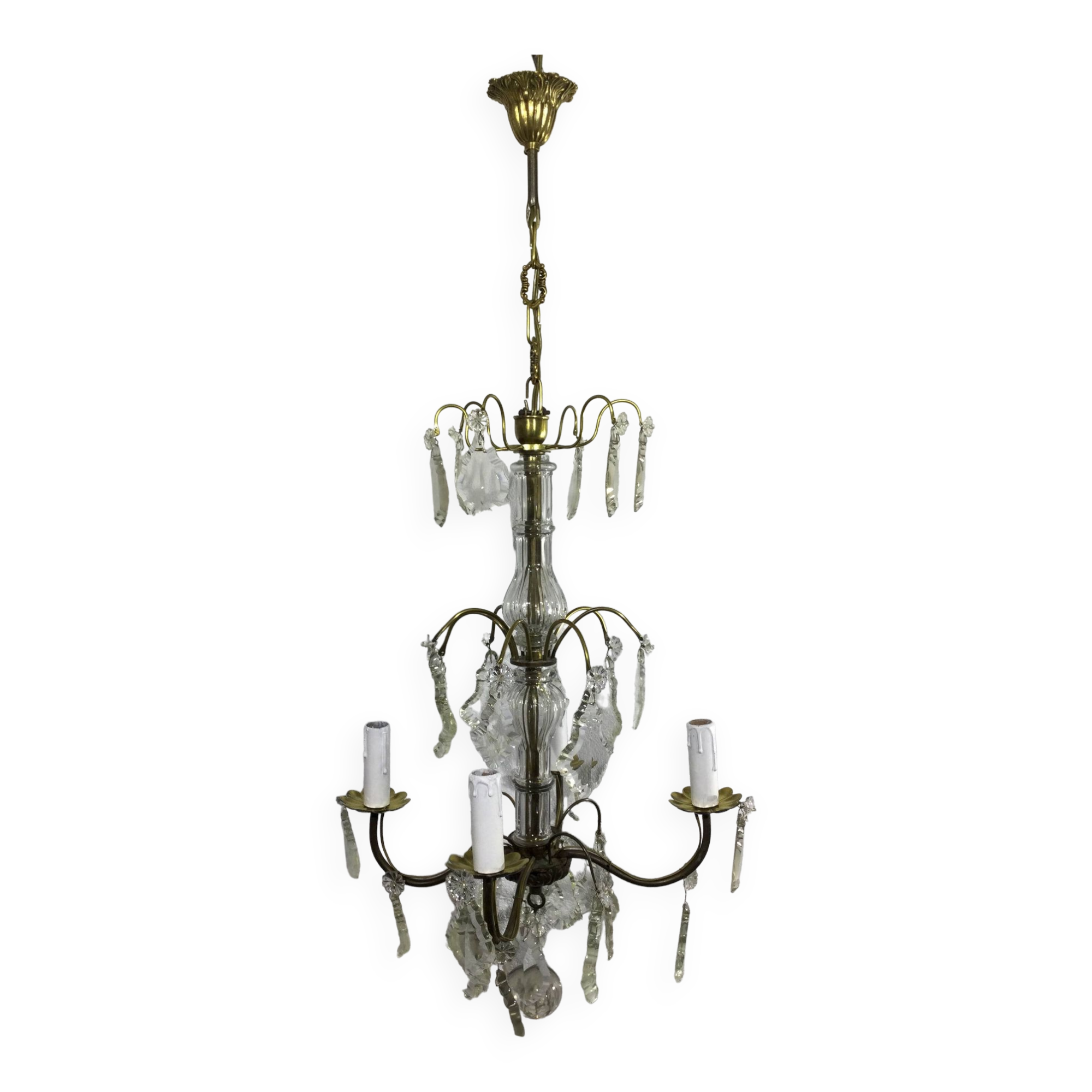 Chandelier 4 lights bronze and tassels