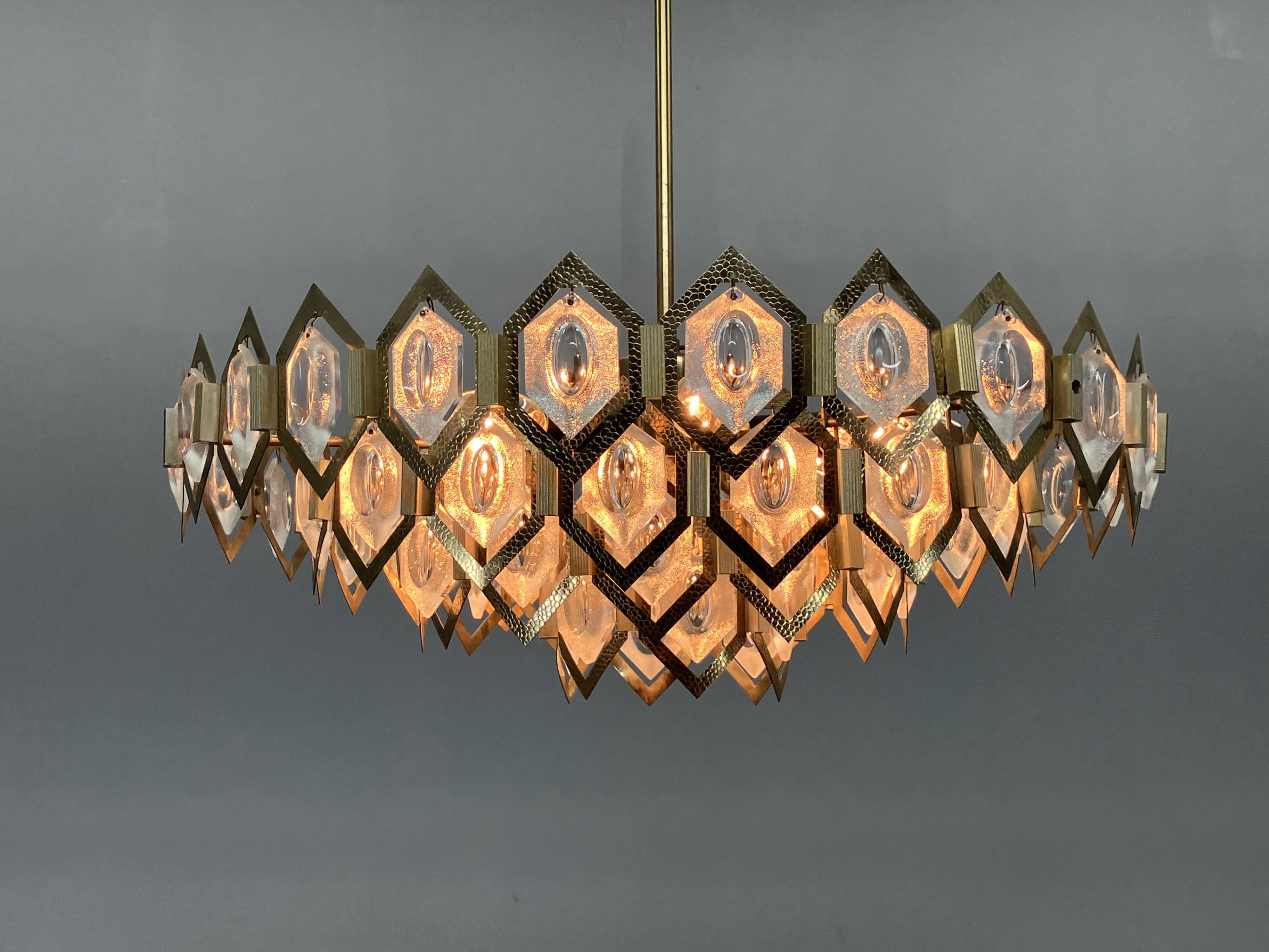 1960s Faceted Glass Chandelier by Jaroslav Bejvl for Kamenicky Senov