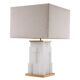 Pair of table lamps in alabaster and patinated brass