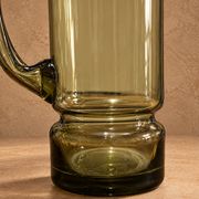 Vintage service in olive green tinted glass, Czechoslovakia, circa 1970.