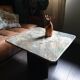 Table basse vintage en marbre italien années 80