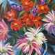 Dahlias and Zinnias, oil on canvas signed Gisèle Renaut