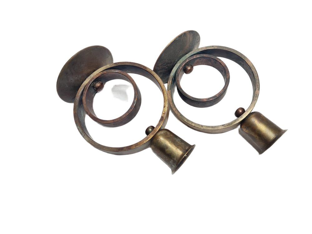 Art Deco brass candlesticks, 1930s, set of 2