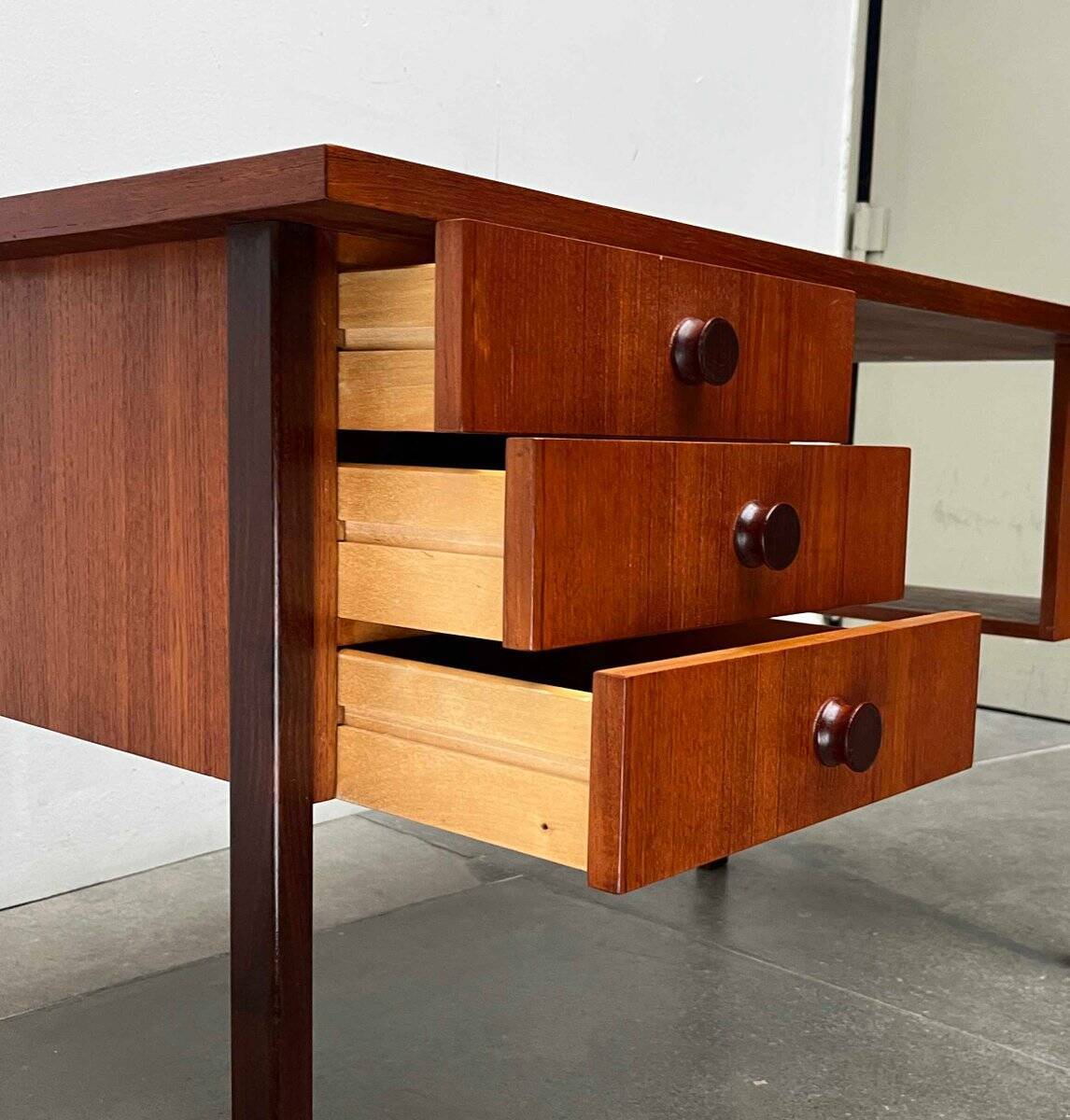 Mid-century modern teak desk by Asko Finland, 1960s.