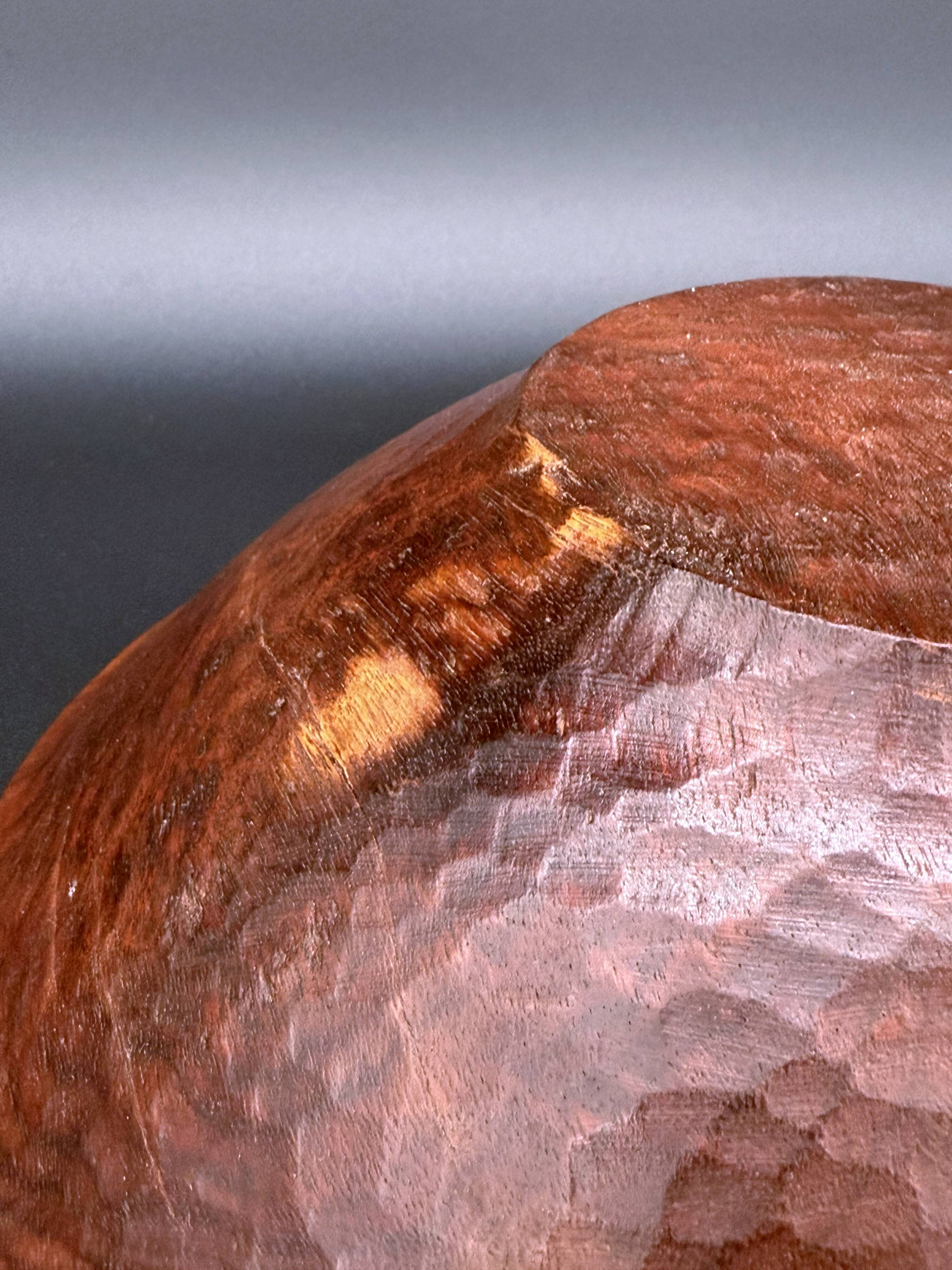 Large vintage hand-carved wooden platter – mahogany, 1960s