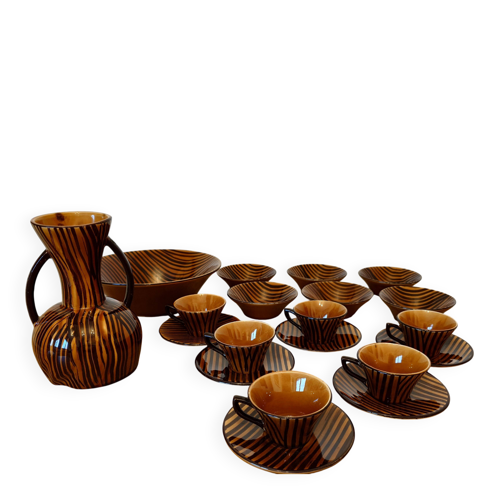 Sarreguemines Domino service, 1960s - 20 pieces