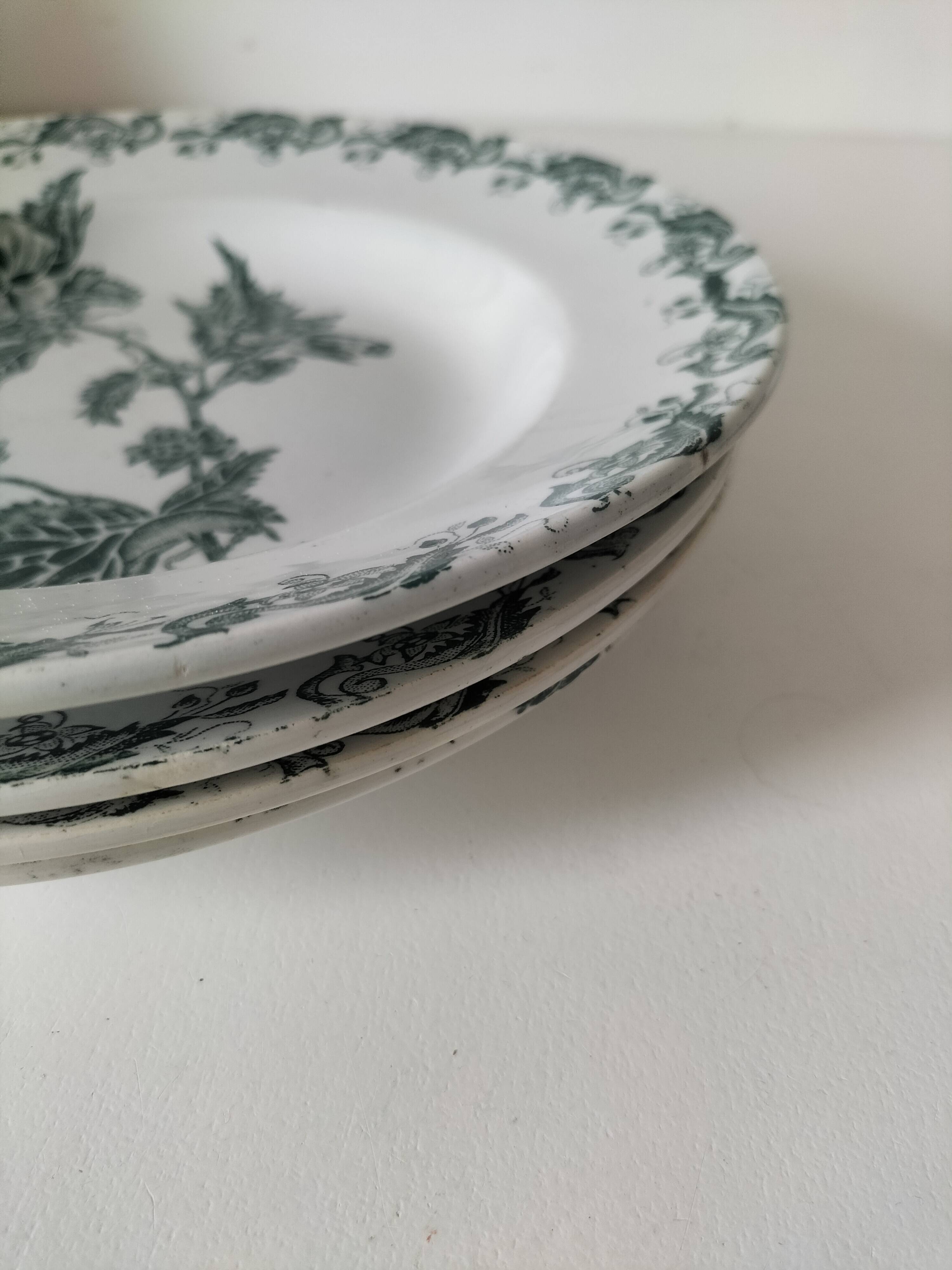 4 ironstone plates A. Lebacqz & M. Bouchart Richelieu model